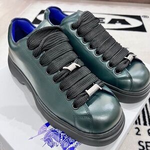 Burberry Green Leather Ranger Chunky Sole Sneakers